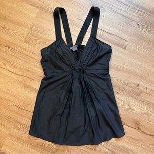 A|X Armani Exchange Black Silk Blend V-Neck Tank Size S